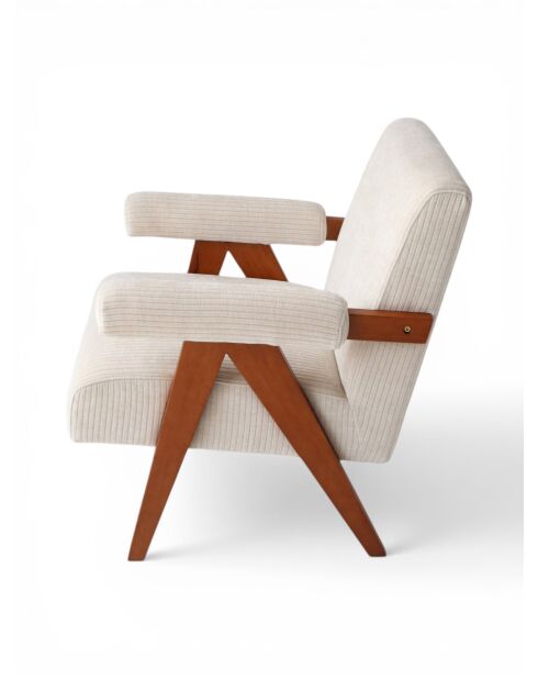 Fauteuil Bois Vintage beige - 69x75x77 cm