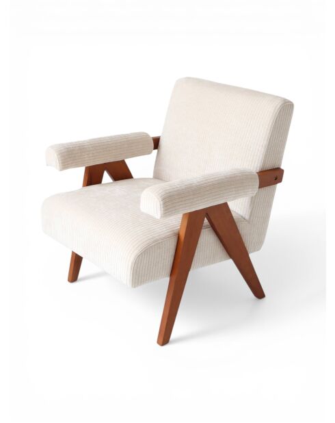 Fauteuil Bois Vintage beige - 69x75x77 cm