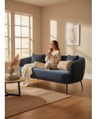 Sofá efecto plisado de terciopelo azul pizarra - 180x80x74 cm