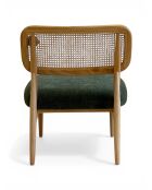 Liegestuhl aus Gummiholz und dunklem moosgrünem Rattan - 63x70x74 cm