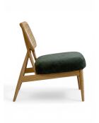 Liegestuhl aus Gummiholz und dunklem moosgrünem Rattan - 63x70x74 cm