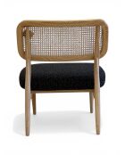 Chaise Lounge en hévéa et rotin noir moucheté - 63x70x74 cm