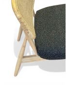 Chaise Lounge en hévéa et rotin noir moucheté - 63x70x74 cm
