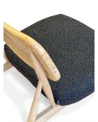 Chaise Lounge en hévéa et rotin noir moucheté - 63x70x74 cm