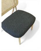 Chaise Lounge en hévéa et rotin noir moucheté - 63x70x74 cm