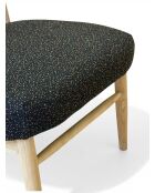 Chaise Lounge en hévéa et rotin noir moucheté - 63x70x74 cm