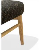 Chaise Lounge en hévéa et rotin noir moucheté - 63x70x74 cm