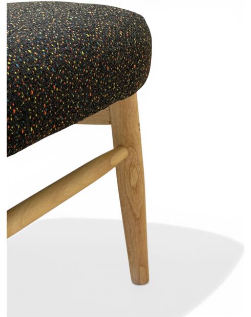 Chaise Lounge en hévéa et rotin noir moucheté - 63x70x74 cm