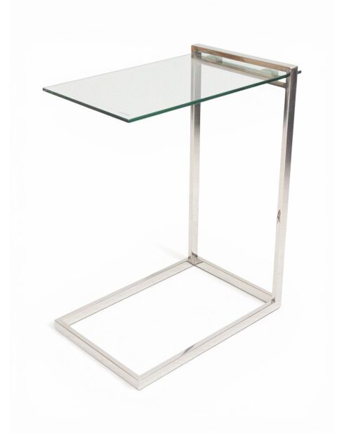 Roestvrijstalen bijzettafel zilverglas - 30x45x60 cm