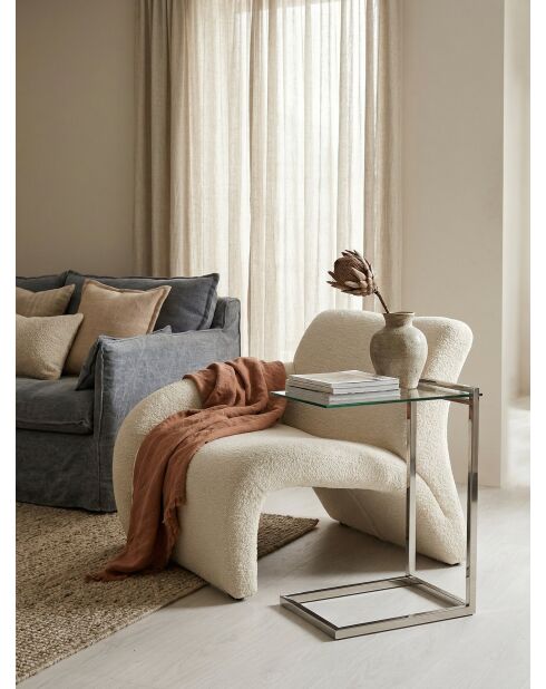 Roestvrijstalen bijzettafel zilverglas - 30x45x60 cm