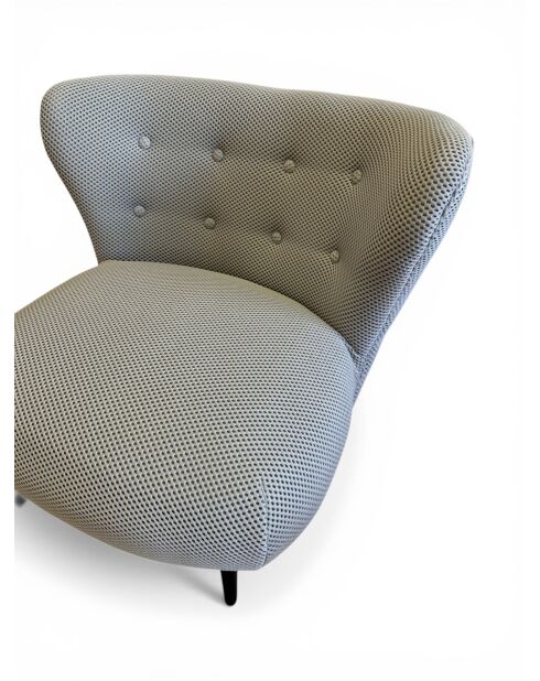 Swallow's Nest Sessel aus grauem Netzstoff aus Leinen - 78x79x73 cm