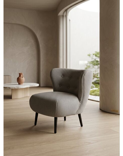 Swallow's Nest Sessel aus grauem Netzstoff aus Leinen - 78x79x73 cm