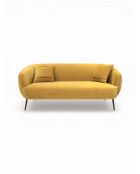 Mosterdgele fluwelen bank met plisséeffect - 180x80x74 cm