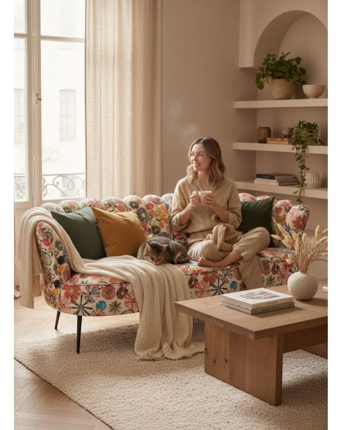 Kleurrijke Joie de Fleur Crown bank - 192x80x82 cm