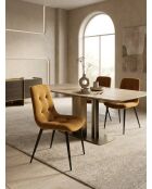 Mosterdgele gestoffeerde dresscodestoel - 47x60x84 cm