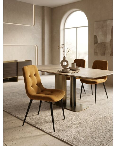 Mosterdgele gestoffeerde dresscodestoel - 47x60x84 cm