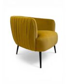 Sessel aus senfgelbem Samt mit Plissee-Effekt - 77x80x74 cm