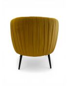Sessel aus senfgelbem Samt mit Plissee-Effekt - 77x80x74 cm