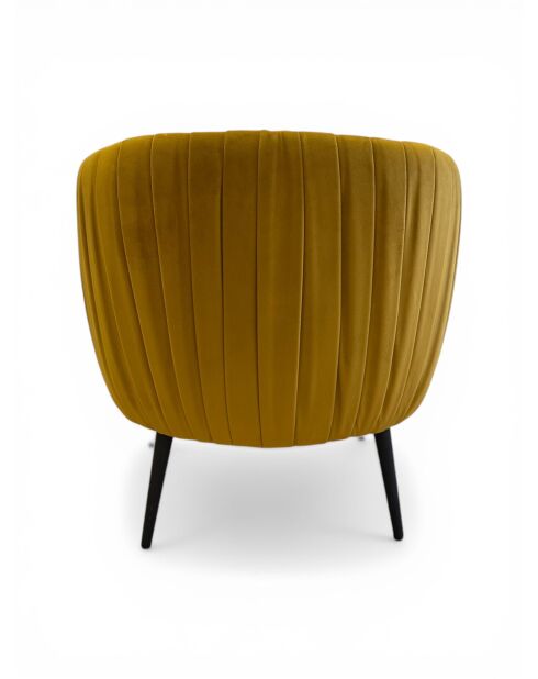 Sessel aus senfgelbem Samt mit Plissee-Effekt - 77x80x74 cm