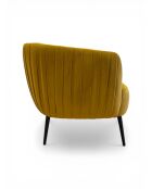 Sessel aus senfgelbem Samt mit Plissee-Effekt - 77x80x74 cm