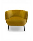Sessel aus senfgelbem Samt mit Plissee-Effekt - 77x80x74 cm