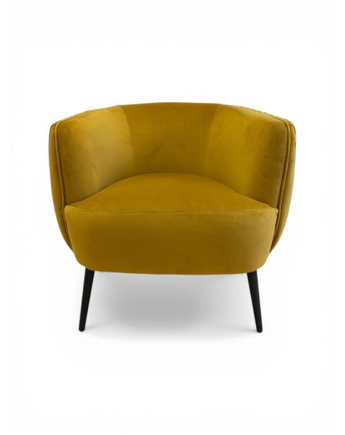 Sessel aus senfgelbem Samt mit Plissee-Effekt - 77x80x74 cm