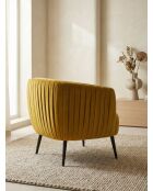 Sessel aus senfgelbem Samt mit Plissee-Effekt - 77x80x74 cm