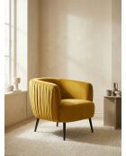 Sessel aus senfgelbem Samt mit Plissee-Effekt - 77x80x74 cm