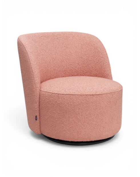 Drehsessel aus rosafarbenem lockigem Stoff - 71x74x77 cm