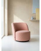 Drehsessel aus rosafarbenem lockigem Stoff - 71x74x77 cm