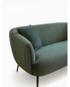 Divano effetto plissettato in velluto verde pino - 180x80x74 cm