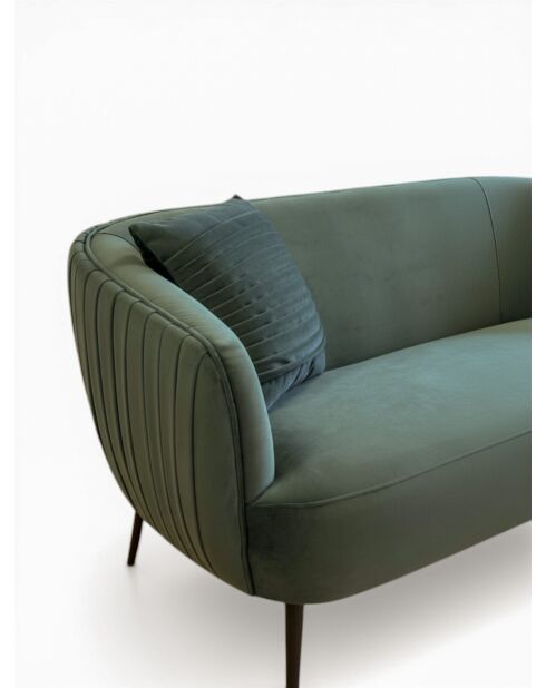 Sofá efecto plisado de terciopelo verde pino - 180x80x74 cm
