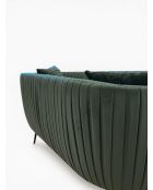 Divano effetto plissettato in velluto verde pino - 180x80x74 cm