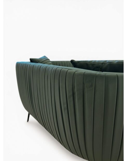 Sofá efecto plisado de terciopelo verde pino - 180x80x74 cm