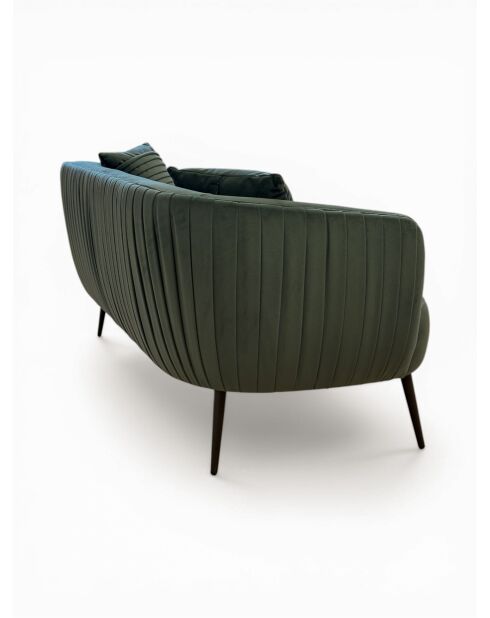 Divano effetto plissettato in velluto verde pino - 180x80x74 cm
