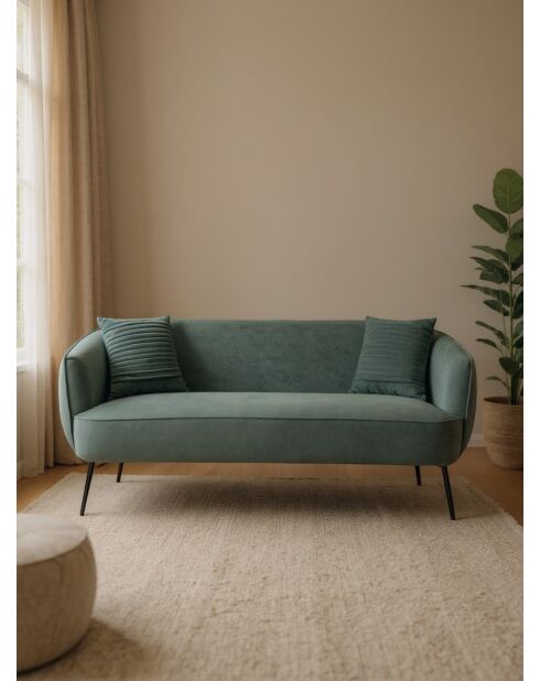 Sofá efecto plisado de terciopelo verde pino - 180x80x74 cm