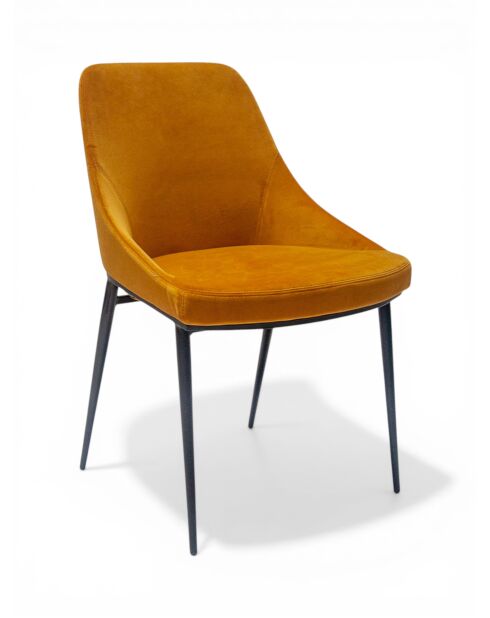 Stoel Terre in mosterdgeel fluweel - 51x49x81 cm