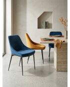 Stoel Terre in mosterdgeel fluweel - 51x49x81 cm