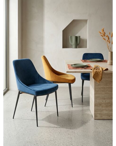 Stoel Terre in mosterdgeel fluweel - 51x49x81 cm