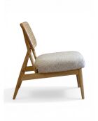 Liegestuhl aus Gummiholz und gesprenkeltem ecrufarbenem Rattan - 63x70x74 cm