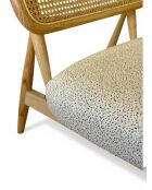 Liegestuhl aus Gummiholz und gesprenkeltem ecrufarbenem Rattan - 63x70x74 cm