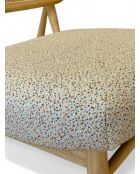 Liegestuhl aus Gummiholz und gesprenkeltem ecrufarbenem Rattan - 63x70x74 cm