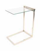 Table d'appoint inox verre doré - 30x45x60 cm