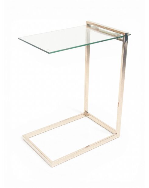 Table d'appoint inox verre doré - 30x45x60 cm