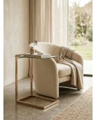 Table d'appoint inox verre doré - 30x45x60 cm