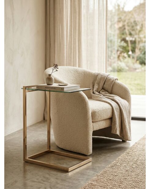 Table d'appoint inox verre doré - 30x45x60 cm