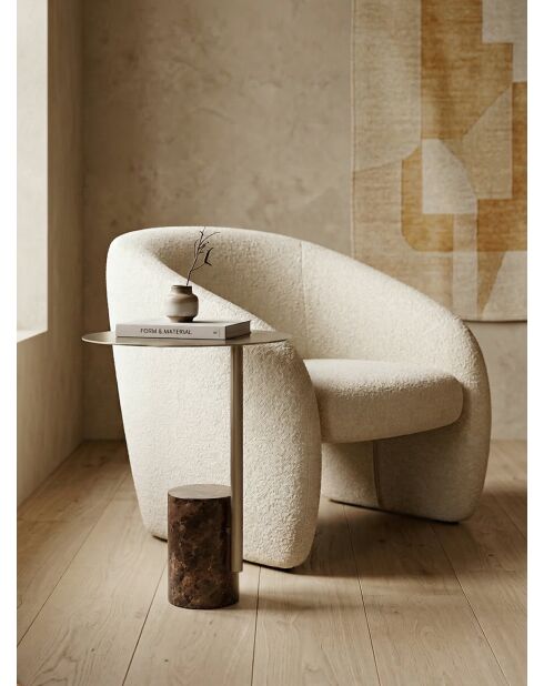 Table d'appoint Cylindre marbre marron / laiton brossé mat - 40x53x40 cm