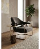 Table d'appoint Cylindre marbre marron / laiton brossé mat - 40x53x40 cm