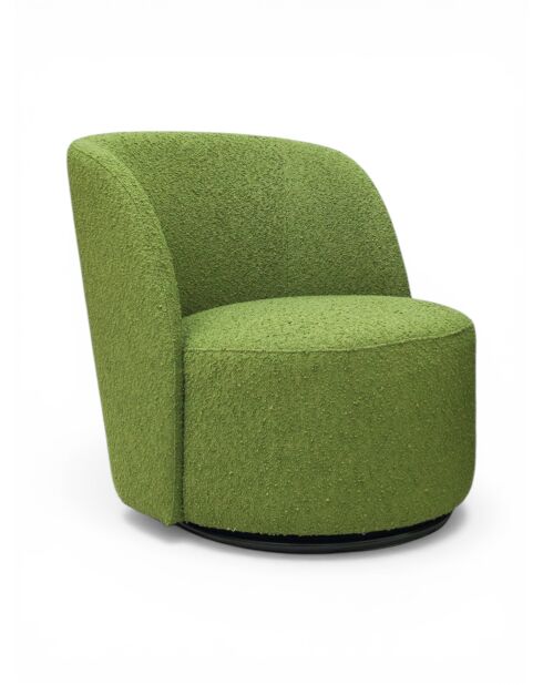 Poltrona girevole in tessuto riccio verde oliva - 71x74x77 cm
