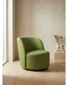 Poltrona girevole in tessuto riccio verde oliva - 71x74x77 cm